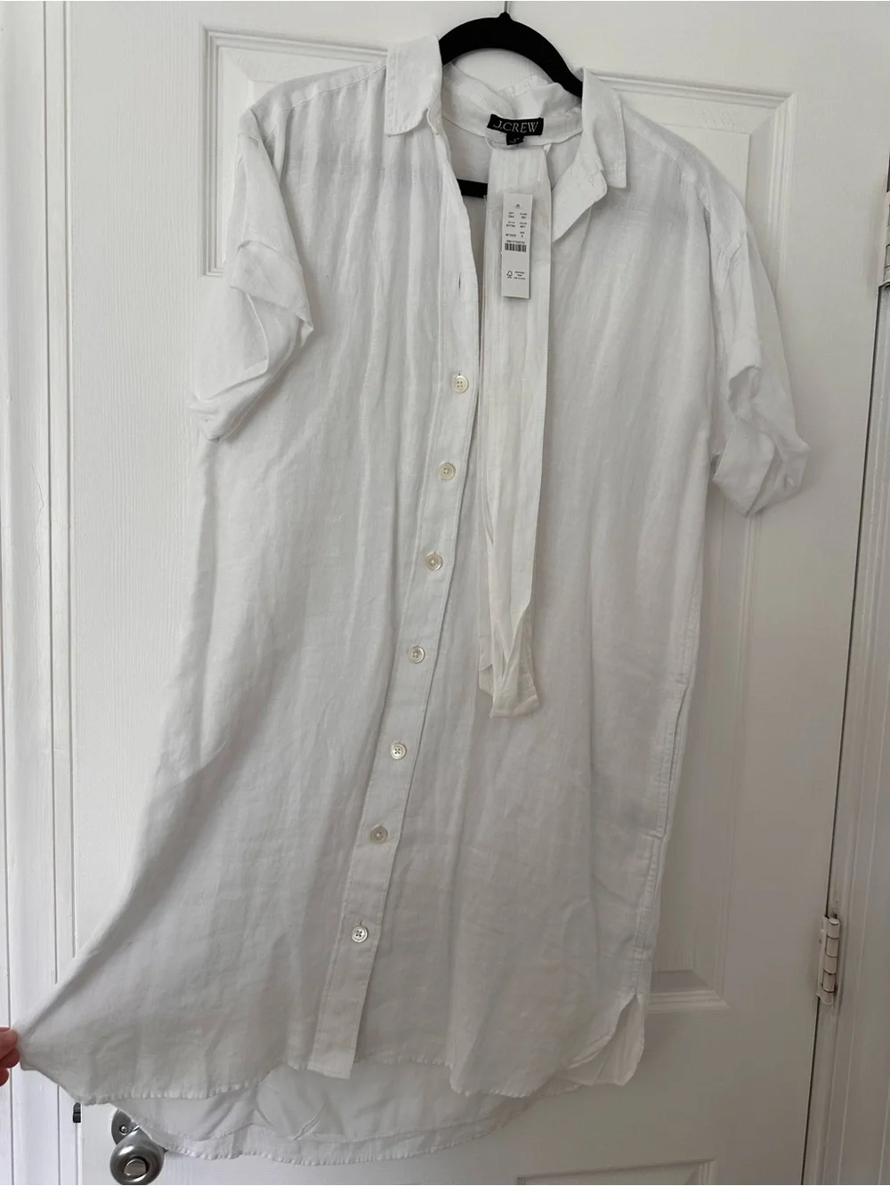 NWT JCrew White Linen Capitaine Shirtdress